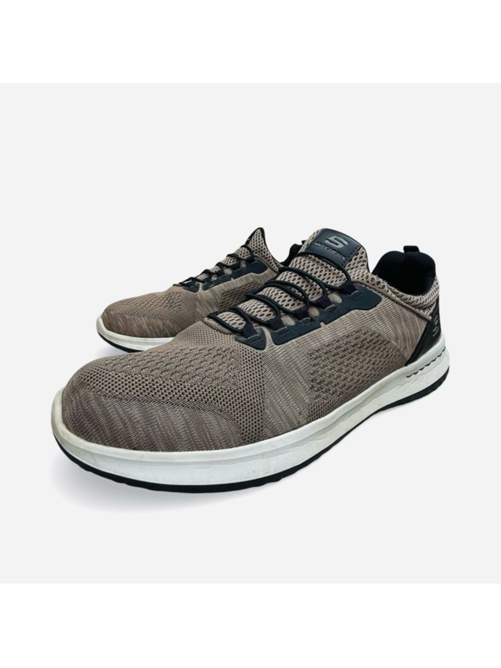 Skechers Delson Brewton Shoes Mens 13 Tan Beige Brown Slip On Running Sneakers - Picture 1 of 13